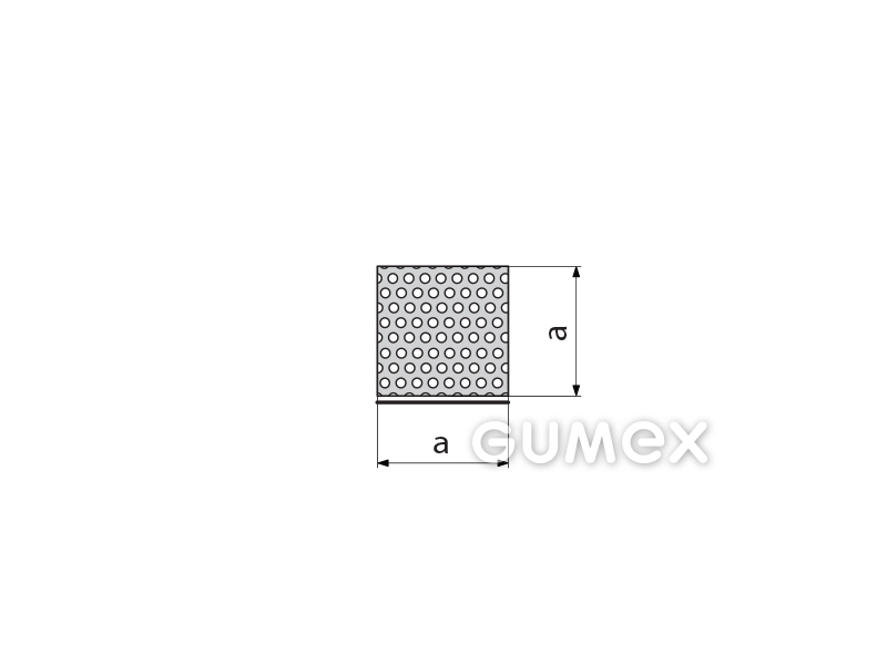 Samolepicí mikroporézní profil čtvercový, 8x8mm, hustota 500kg/m3, EPDM, -30°C/+80°C, černý